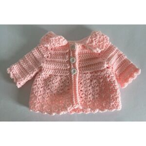 Hand-knitted Pink Baby Cardigan 3-6 months Pink NEW shower/photos